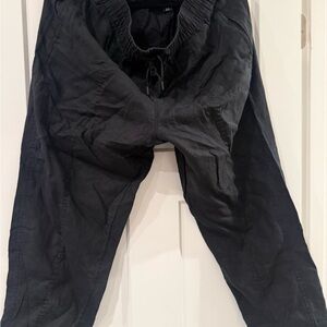 Athleta Black Linen  Straight Leg Pants